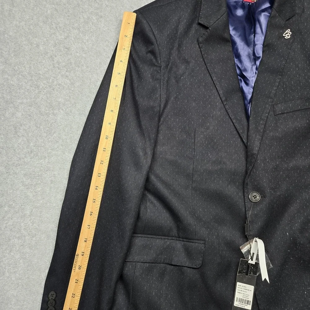 Elie Balleh Blazer Mens 42-44 Large Black Slim Fit 2 Button Sport Coat Jacket